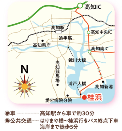 桂浜への地図