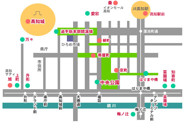 よさこい祭り会場マップ